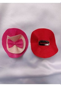Resim 2'li Saçlı Saçsız Bebek Tokası Kırmızı - Pembe 