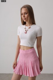 Resim Beli Lastikli Mini Etek Pembe 