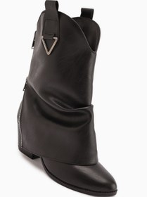 Resim Limoya Peggy Siyah Kadın Topuklu Western Çizme 