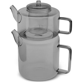 Resim Karaca Flat Borosilikat Cam Çaydanlık Smoke Grey 