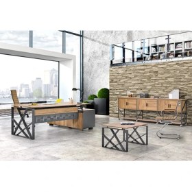 Resim Uzay Ofis Nacro Yönetici Takımı- Kafkas Meşe-Antrasit - 200 Cm 