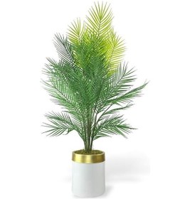 Resim Yapay Ağaç Areka 130 60cm 40yapraklı Beyazgold Paslanmaz Saksıda 