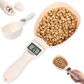 Resim 1 Adet Dijital Mutfak Terazisi ve Ölçü Kaşığı LCD Ekranlı - Yüksek Hassasiyetli 0.1g/800g Kapasite, Tare Fonksiyonlu & Birim Çevirme Elektronik Mutfaq Terazisi, İnce Pişirme, Kahve, Çay, Evcil Hayvan Mama Ölçümleri İçin Doğru Sonuçlar Sağlayarak Ailevi Ve Profesyonel Kullanım İçin, Şık Beyaz Ergonomic Sap Kolay Saklanabilirlik için Kompakt Tasarım Günlük Beslenmeler ve Mutfak Ekipmanları İçin Ideal 