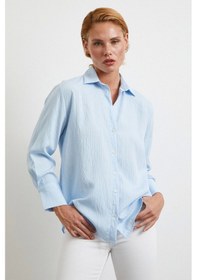 Resim Paralel Çizgili Gömlek Mavi Mavi 