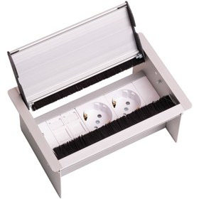 Resim Socketline Capella Serisi Çift Açılım Küçük Toplantı Masa Prizi Eloksal 