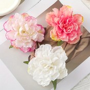 Resim 1 adet Boho Tarzı Yapay Peony Saç Tokası, Karışık Renkli Polyester Dokuma Çiçek Saç Aksesuarı, Plaj ve Bahar/Yaz Kıyafetleri, Fotoğraf Çekimleri için İdeal, Temel Ürün 