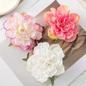 Resim 1 adet Boho Tarzı Yapay Peony Saç Tokası, Karışık Renkli Polyester Dokuma Çiçek Saç Aksesuarı, Plaj ve Bahar/Yaz Kıyafetleri, Fotoğraf Çekimleri için İdeal, Temel Ürün 
