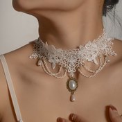 Resim Zarif Gotik Beyaz Dantel Gerdanlık: Partiler, Sahne Gösterileri ve Şenlikli Etkinlikler, Karnaval/Mardi Gras/Maskeli Balo için Mükemmel 