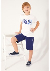 Resim U.S. Polo Assn Color Transition Krem Erkek Çocuk Bermuda Takım Krem 
