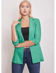 Resim Kapri Truvakar Kol Süs Cepli Kopçalı Ofis Blazer Kumaş Ceket-benetton Yeşil B.yeşili 