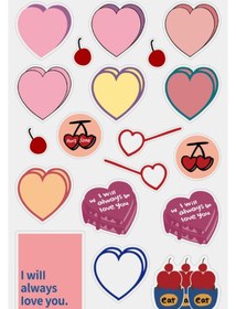 Resim Kiraz Aşk Karikatür Çıkartması Kendinden Yapışkanlı Dekorasyon Çıkartması Su Geçirmez Yırtık Dıy Günlük Albümü Ajandası Scrapbook Tipi 3 