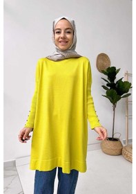 Resim Kahijab Kol Detay Merserize Tunik - Yağ Yeşili 
