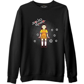 Resim Squid Game - Robot Bebek Mermi Siyah Erkek Kalın Sweatshirt - Siyah / XL 