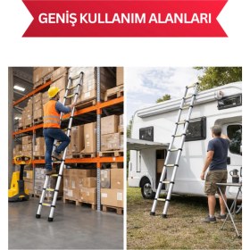 Resim Bert Teleskopik Merdiven 3,2 M 11 Basamak - Alüminyum, Katlanır, Portatif 