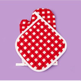Resim Soft Nemo Fırın Eldiveni Ve Tutaç - Ekru / Kırmızı - 17x28 Cm + 20x20 Cm Çok Renkli 