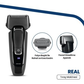 Resim Goldmaster Real GM9119 Islak Kuru Ipx5 Su Geçirmez Li-Ion Bataryalı Sakal ve Favori Şekillendirici Tıraş Makinesi 