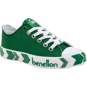 Resim Benetton Yeşil Kadın Çizgili Spor Ayakkabı Bn 30620 Yeşil 