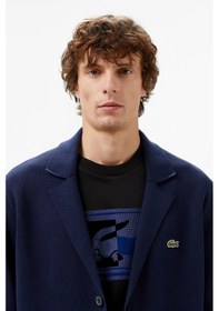 Resim Lacoste Men's Classic Fit V Neck Cardigan Erkek Classic Fit V Yaka Triko Hırka Lacivert Lacivert 