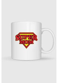 Resim Super Mom - Süper Anne Baskılı Kupa Bardak Beyaz 