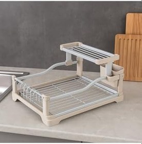 Resim 2 Katlı Büyük Boy Bulaşıklık - 53x37x26,5 cm Paslanmaz Çelik Tabak Bardak Kurutmalık Düzenleyici 