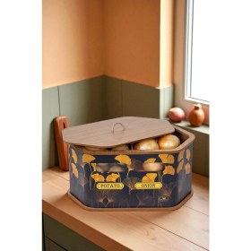 Resim Özbience Ahşap Altıgen Çiçek Desenli Patates ve Soğanlık, Dekoratif Tasarım 