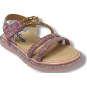 Resim Arzen Bebe 241-25 Anatomik Simli Taşlı Cırtlı Kız Çocuk Sandalet 26-30 Pembe 