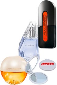 Resim Avon Incandessence Kadın + Perceive Kadın + Full Speed Erkek Parfüm + Lovider Cep Aynası 