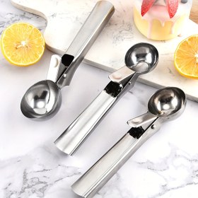 Resim 1 adet Paslanmaz Çelik Dondurma Kaşığı - Dayanıklı, Temizlemesi Kolay, Anti-Stick Mutfak Aracı Tatlılar ve Sundae Servisleri için, Dayanıklı Metal Kaşık | Şık Metalik Kaplama | Ergonomik Sap 