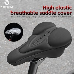 Resim WEST BIKING Yüksek Elastik Nefes Alabilir Bisiklet Sele Kılıfı - Yumuşak Konforlu Kaymaz Jel Dolgulu Sele Ped, Şık Tasarım, Yüksek Elastik Silikon & Dağ/Yol Bisikletleri için Nefes Alabilir Delikler, Unisex Yetişkin Bisiklet Aksesuarları (), Bisiklet Sele Minderi 