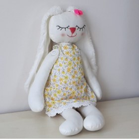 Resim nildamigurumi Peluş Oyuncak El Dikimi Uyku Tavşanı Sarı Elbiseli 
