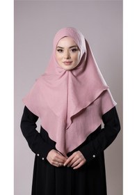 Resim Hürrem Bone Pudra Pratik Hazır Geçmeli Tesettür Eşarp Pamuk Caz Kumaş Çift Katlı Düz Hijab 2303 06 