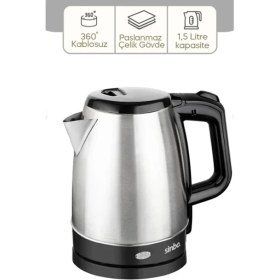Resim Çelik Kettle 1.7lt Gizli Rezistans - Kablosuz SK-8015 (4887) Midastech 