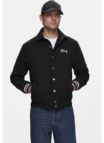 Resim Ucla Keane Siyah Kaşe Kolej Ceket Çıtçıtlı Standard Fit Erkek Ceket Siyah 