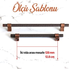 Resim Badem10 Hisar Antik Bakır Metal Kulp 128 Mm-12.8 cm Mobilya Çekmece Mutfak Dolabı Dolap Kulpları 