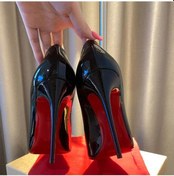 Resim 2023 Yeni Stil Kırmızı Tabanlı Siyah Stiletto Topuklu Ayakkabılar Siyah 