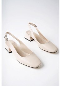 Resim Muggo Lois Garantili Arkası Açık Kare Burunlu Kadın Kısa Topuklu Ayakkabı 001 