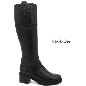 Resim Gönderi(R) Kadın Siyah Floter Fermuarlı Kalın Topuklu Hakiki Deri Çizme Dkzc61363591 Siyah 