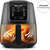 Resim Yüksek Kapasiteli Siyah ve Altın Renkli Hava Fritözü, Sağlıklı ve Pratik Mutfak Keyfi 