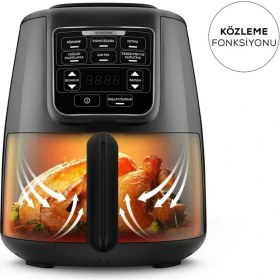 Resim Yüksek Kapasiteli Siyah ve Altın Renkli Hava Fritözü, Sağlıklı ve Pratik Mutfak Keyfi 