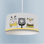 Resim MASAL ODAM BEBEK VE ÇOCUK ODASI Sevimli 3'lü Ayı ve Yol Desenli Gri Avize 