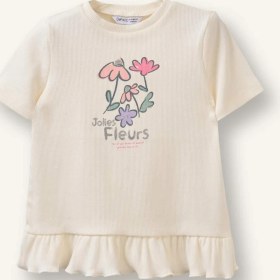 Resim DeFacto Bisiklet Yaka Floral Fitilli Kaşkorse Kısa Kollu Tişört Kız Bebek H3000A526SM 