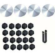 Resim Hightower Tesla Model 3 S Y Jant Kapakları 24 Parça Brushed Gümüş Logo Merkez Kapak Aksesuar 