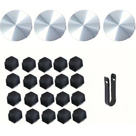 Resim Hightower Tesla Model 3 S Y Jant Kapakları 24 Parça Brushed Gümüş Logo Merkez Kapak Aksesuar 