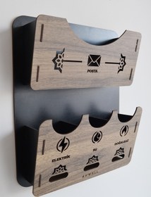 Resim AHWALL Apartman Ortak Fatura & Posta Kutusu Ahşap Mdf Siyah - Ahşap Renkli 