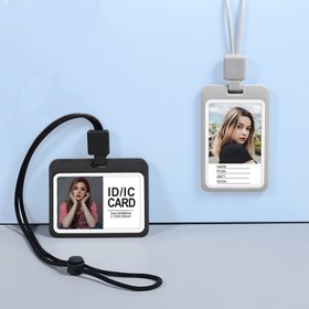 Resim Çift Yüzeyli Şeffaf Kimlik Kartı Tutucu ile Lanyard - Dayanıklı PP Malzeme, Ayarlanabilir Esnek Göğüs Kart Rozeti için Çalışma, Sergi ve Kimlik - 1 Set 