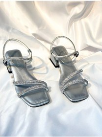 Resim Bulutmod Ba04262 Gümüş Kadın İki Taşlı Abiye Yumuşak Taba 3 Cm Topuklu Ayakkabı - 3 