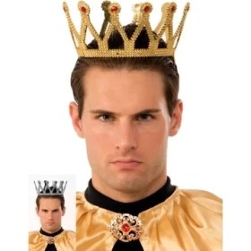 Resim Altın Renk Çocuk ve Yetişkin Uyumlu Kral Tacı 