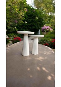 Resim Modern Tarz Masif Ahşap Yan Sehpa Seti 2 Li Beyaz Renk Fiskos 