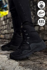 Resim gizlitopuk Boy Uzatan 7 cm Gizli Topuklu Siyah Combat Fermuarlı Bot GT-0004 