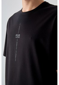 Resim Air Jones Tommy Life Siyah Pamuklu Kalın Yumuşak Dokulu Oversize Fit Baskılı Erkek T-shirt - 88373 Siyah 